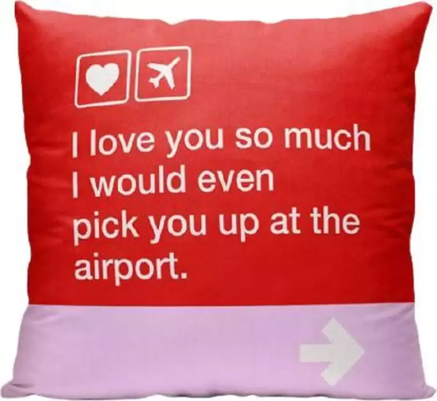 Meenemen Op Reis I Love You So Much Rood Roze Sierkussen 40 x 40 cm Quote Reizen Vakantie Reisliefhebbers Reizigers Voor op de bank bed