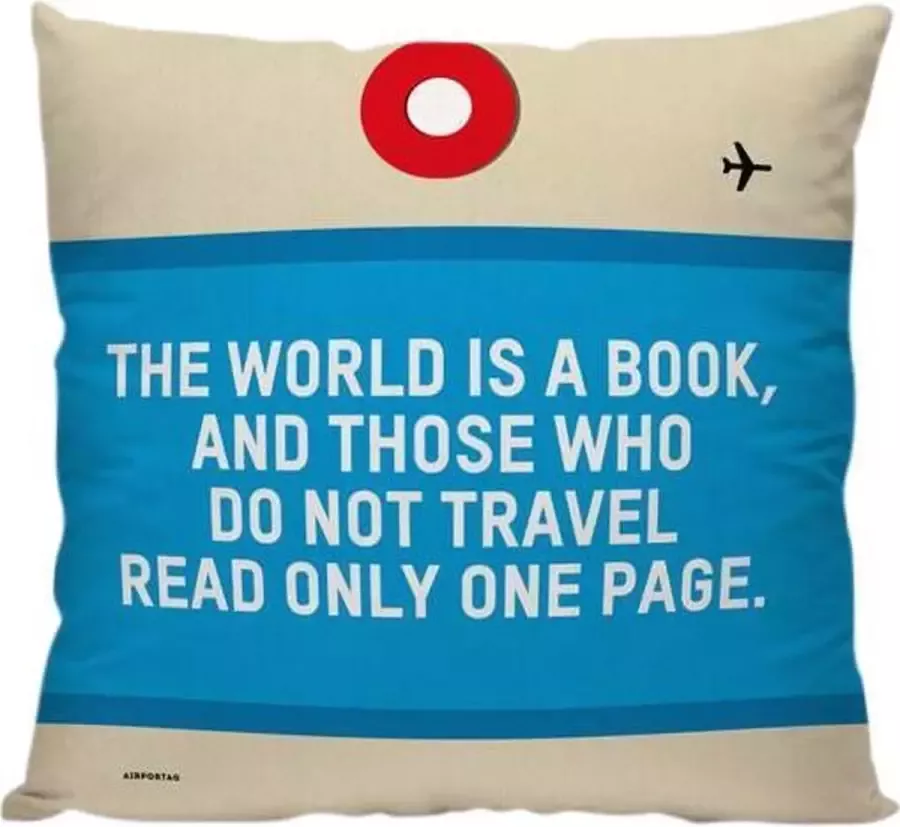 Meenemen Op Reis The World Is A Book Sierkussen 40 x 40 cm Reis Quote Reizen Vakantie Reisliefhebbers Reizigers Voor op de bank bed