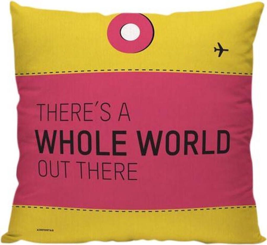 Meenemen Op Reis There's a Whole World Out There' Sierkussen 40 x 40 cm Reis Quote Reizen Vakantie Reisliefhebbers Reizigers Voor op de bank bed