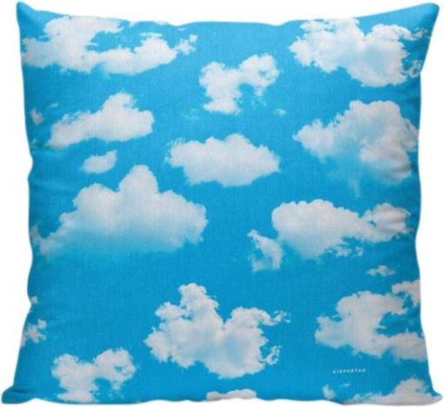 Meenemen Op Reis Wolken Wokjes Lucht -- Sierkussen 40 x 40 cm Travel Reizen Sky Blauw Wit Reizen Vakantie Reisliefhebbers Reizigers Voor op de bank bed