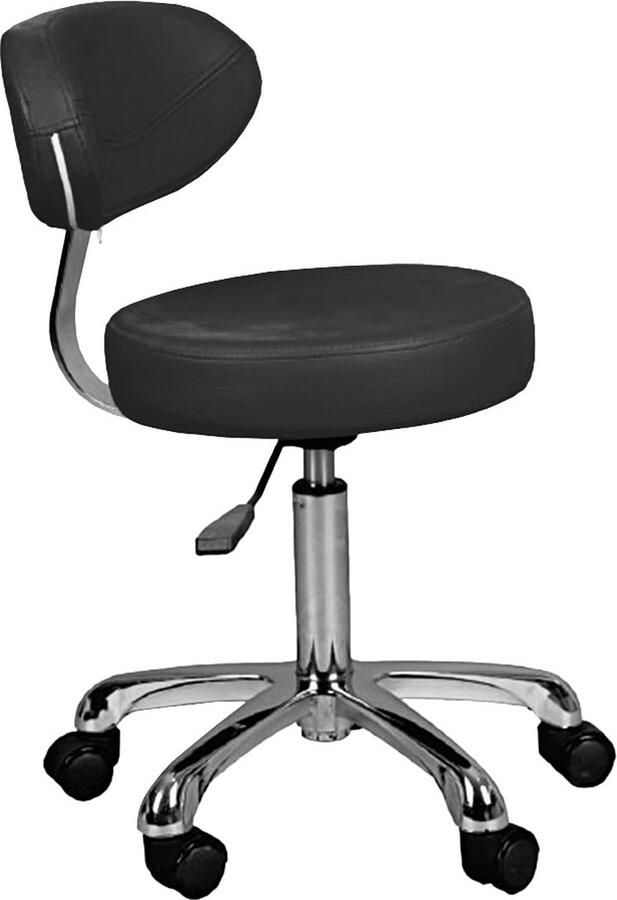 MEGA BEAUTY SHOP Salon kruk met rugleuning zwart