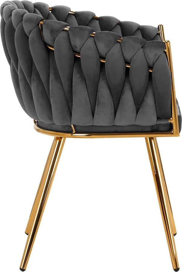 MEGA BEAUTY SHOP Stoel LUX Donker grijs Fluweel salonstoel decor visagie stoel kapper stoel fluweel gouden stoel - Foto 2