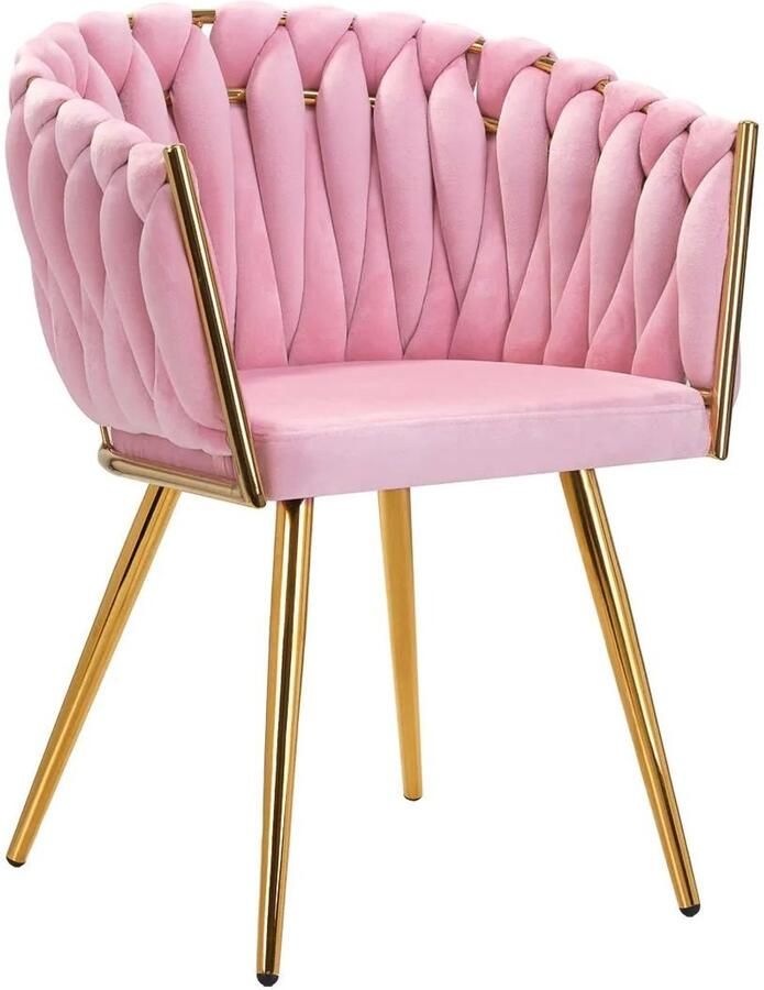 Mega Beauty Shop Stoel LUX Roze Fluweel gouden poten luxe stoel Fauteuil