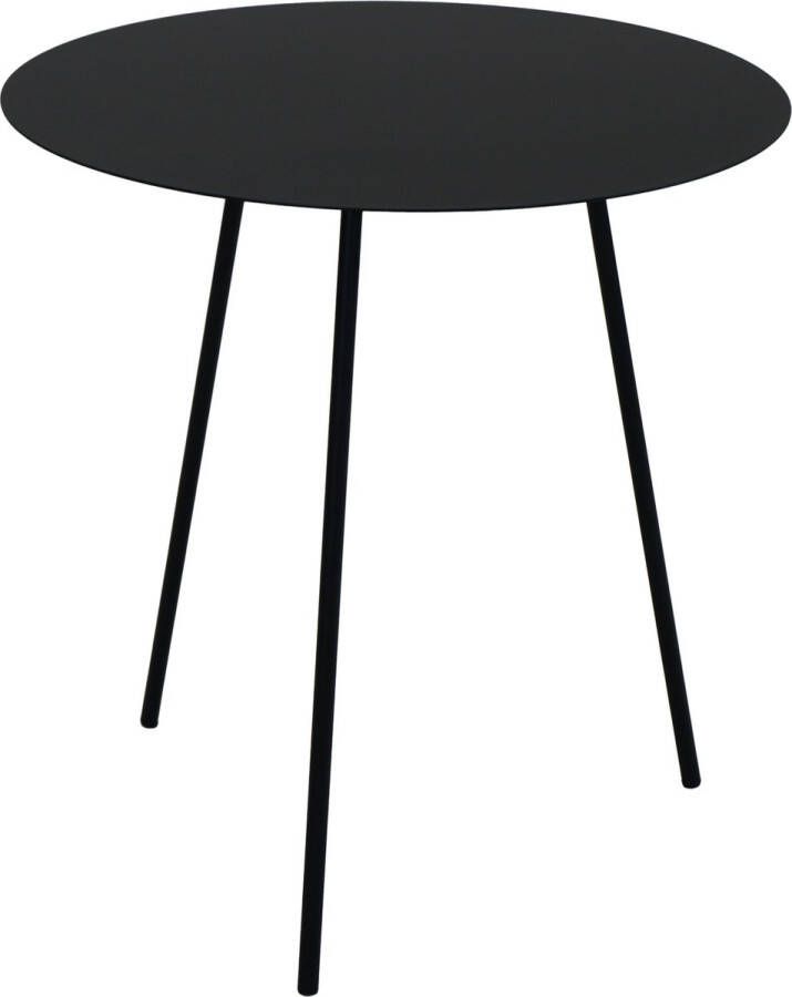 Merkloos Mega Collections Bijzet tafeltje pot verhoger metaal zwart D40 x H45 cm buiten binnen Bijzettafels