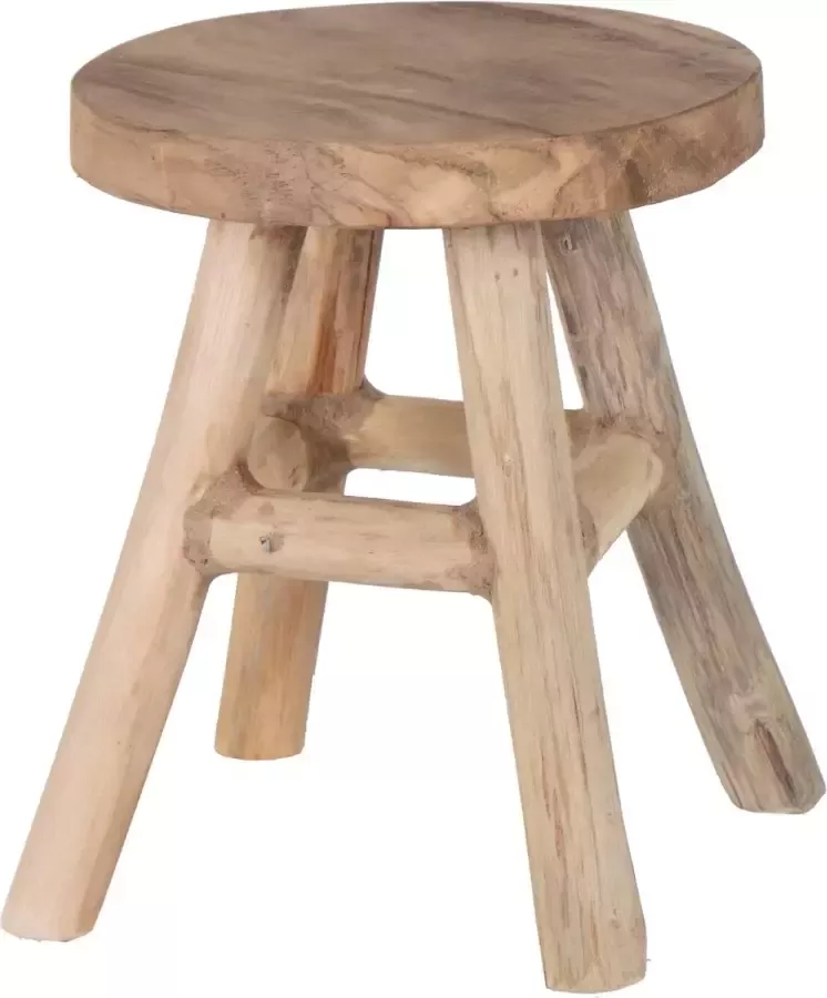 Merkloos Mega Collections Zit krukje bijzet stoel hout lichtbruin D20 x H25 cm Voor kinderen Krukjes - Foto 1