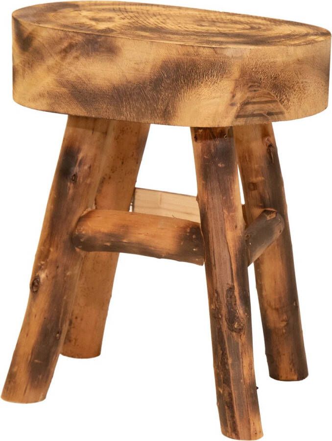 Merkloos Mega Collections Zit krukje bijzet stoel hout lichtbruin D29 x H35 cm Voor kinderen Krukjes - Foto 1