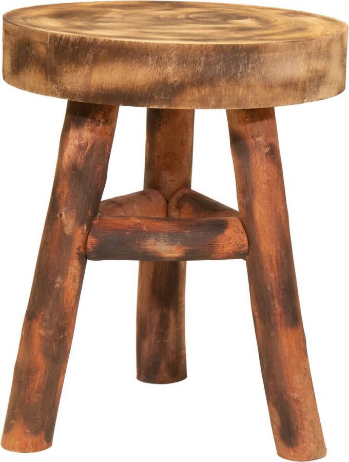 Merkloos Mega Collections Zit krukje bijzet stoel hout lichtbruin D38 x H48 cm Voor kinderen Krukjes - Foto 1