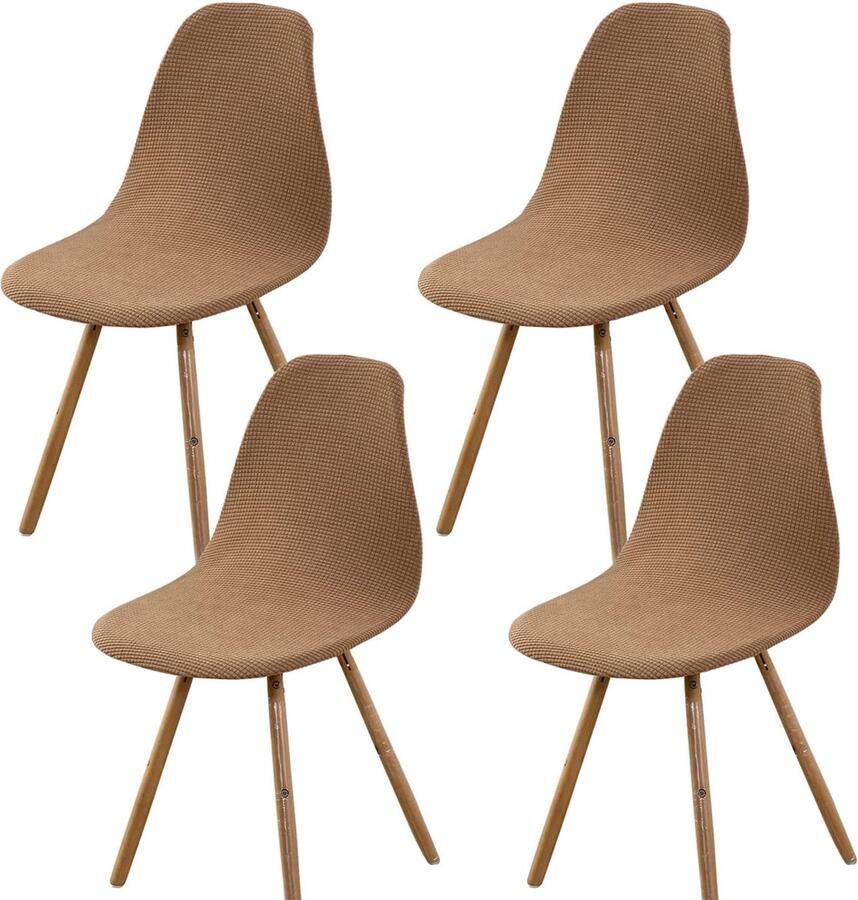 Meigeh Stoelhoezen Scandinavische Stoelhoes Eetkamer Stoelhoezen Scandinavische Stoelhoezen Scandinavisch Set van 4 Camel - Foto 3