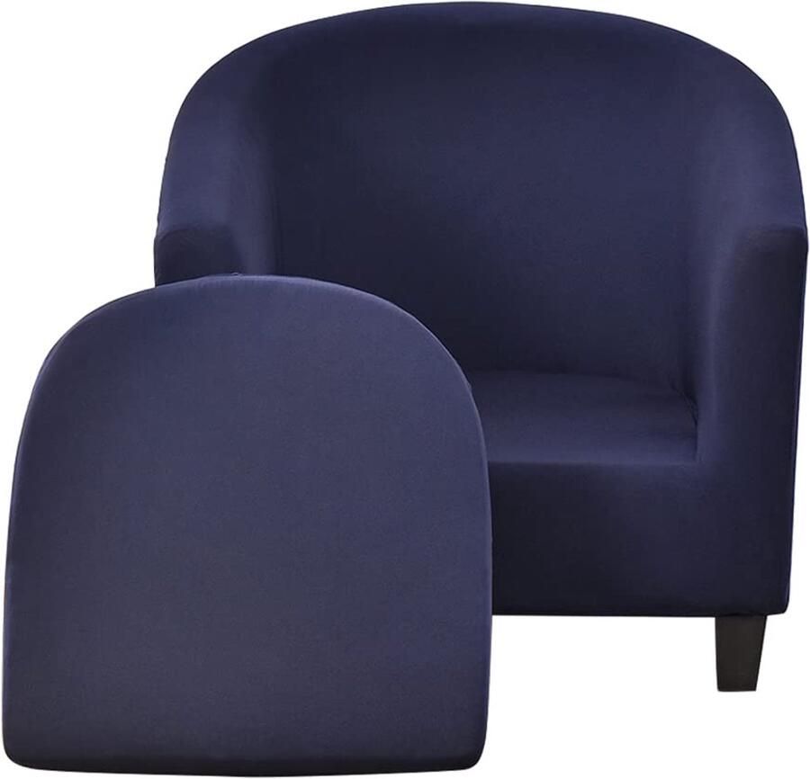 Meigeh Fauteuilhoes kuipstoelhoezen 2-delige fauteuilhoes stretch clubstoelhoezen voor bar Tullsta fauteuilhoes clubstoel fauteuilhoes 1-zits marineblauw