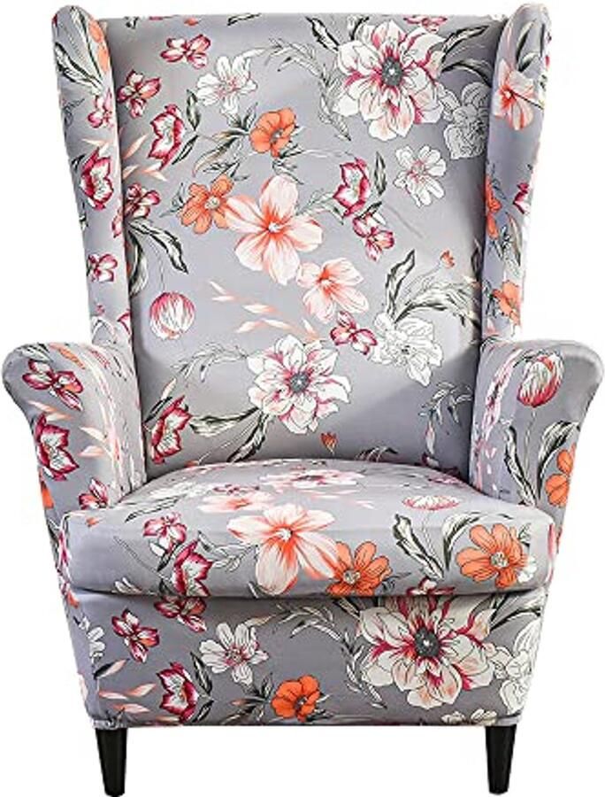 Meigeh Vleugelstoelhoezen Fauteuilhoezen voor Vleugelstoelen Bedrukte Vleugelstoelhoezen Fauteuilhoes Vleugelstoel voor Woonkamer 2 Onderdelen Vruchtbaar