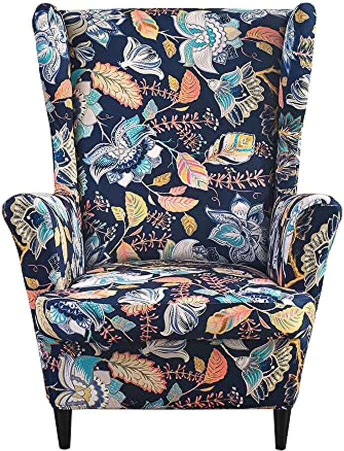 Meigeh Vleugelstoelhoezen Fauteuilhoezen voor Vleugelstoelen Bedrukte Vleugelstoelhoezen Fauteuilhoes Vleugelstoel voor Woonkamer 2 Onderdelen Vergadering