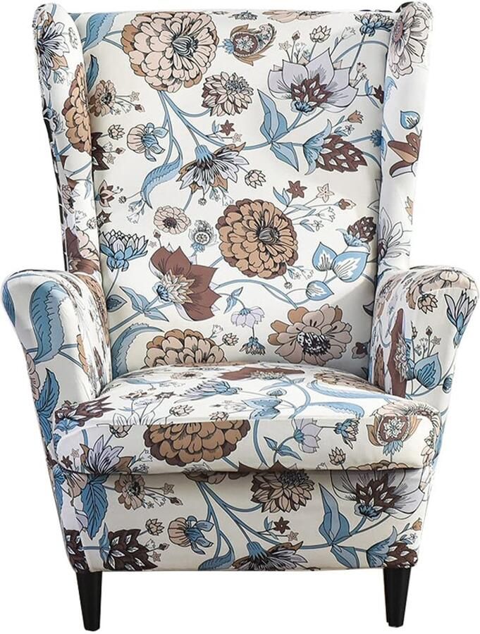 Meigeh Vleugelstoelhoezen fauteuilhoezen voor vleugelstoelen bedrukte vleugelstoelhoezen fauteuilhoes vleugelstoel voor woonkamer 2 delen Qiu Ju