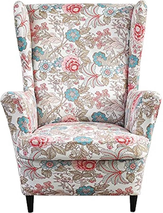 Meigeh Vleugelstoelhoezen Fauteuilhoezen voor Vleugelstoelen Bedrukte Vleugelstoelhoezen Fauteuilhoes Vleugelstoel voor Woonkamer 2 Onderdelen Gratis Bloem