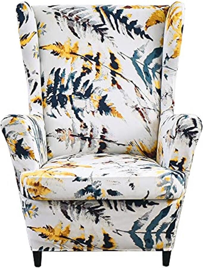 Meigeh Vleugelstoelhoezen Fauteuilhoezen voor vleugelstoelen Bedrukte vleugelstoelhoezen Fauteuilhoes Vleugelstoel voor woonkamer 2 stuks Inktstijl