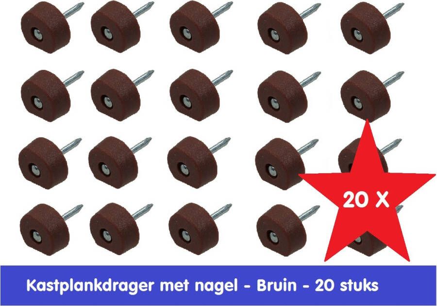 Meijer ijzerwaren KASTPLANKDRAGER MET NAGEL BRUIN 20 STUKS PLANKDRAGER VOOR IN KASTEN