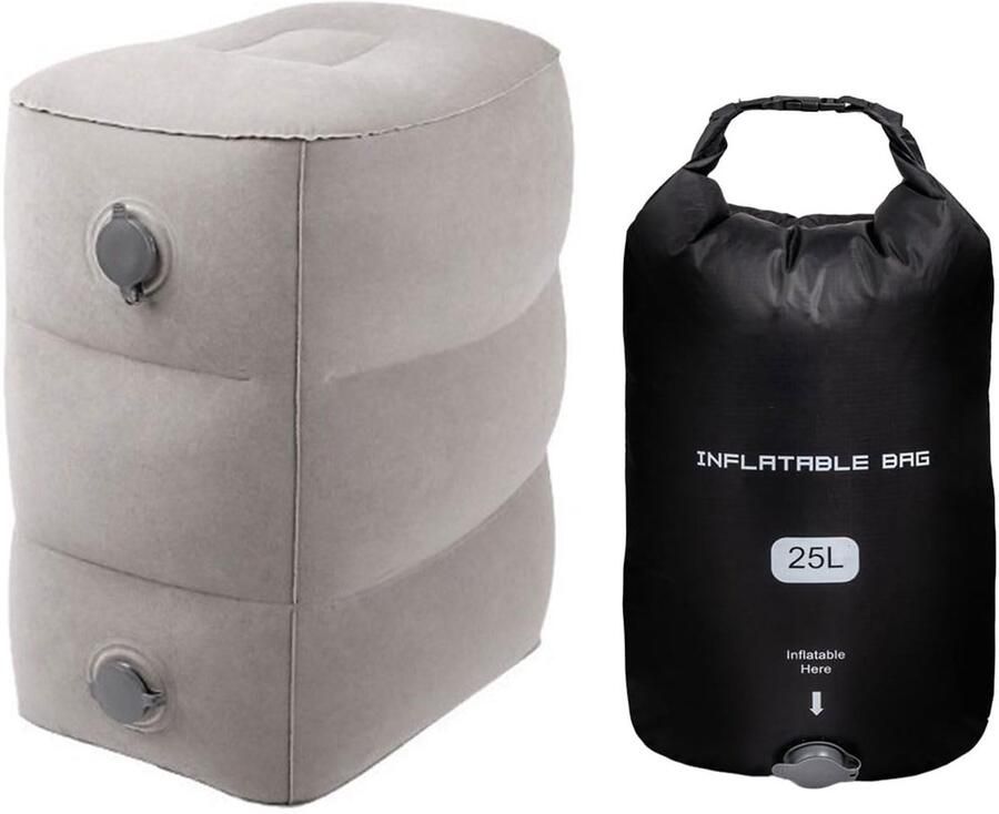 MEIRRAI Voetsteun Vliegtuiggadgets Opblaasbaar Voetsteun Reiskussen In Hoogte Verstelbaar Flyaway Kinderbed Gemakkelijk Opblaasbaar Voor Slapen op Lange Vliegreizen voor Reizende Kinderen voor Auto Trein en Kantoor