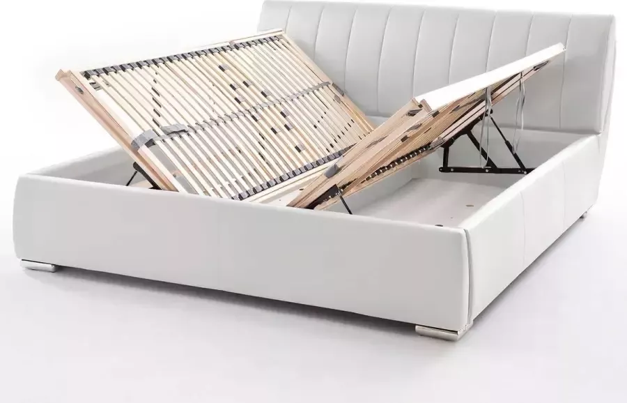 Meise EMOB Bed met opbergruimte Davos 200x200 kingsize wit Gestoffeerde tweepersoonsbedden Wit Hout; Kunstleer; Spaanplaat Gestoffeerde tweepersoonsbedden Tweepersoons Normaal bed Op voorraad - Foto 7