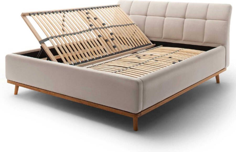 Meise EMOB Gecapitonneerd bed Cézanne 160x200cm met opbergruimte beige eik Gestoffeerde tweepersoonsbedden Beige Polyester Gestoffeerde tweepersoonsbedden Tweepersoons Normaal bed Op voorraad - Foto 11