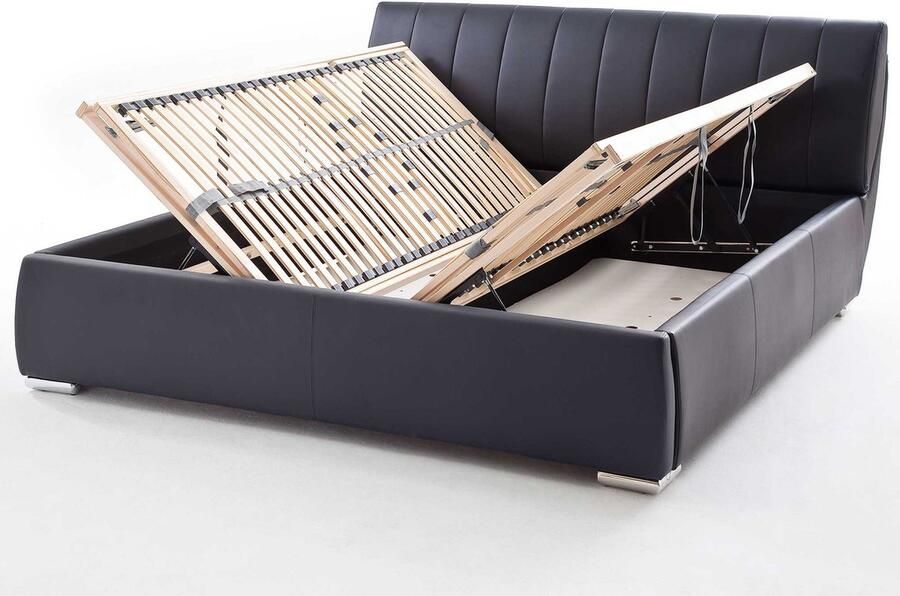 Meise Bed met opbergruimte Davos 200x200 kingsize zwart Tweepersoons gestoffeerd bed Zwart Hout; Kunstleer; Spaanplaat Tweepersoons Normaal bed - Foto 4