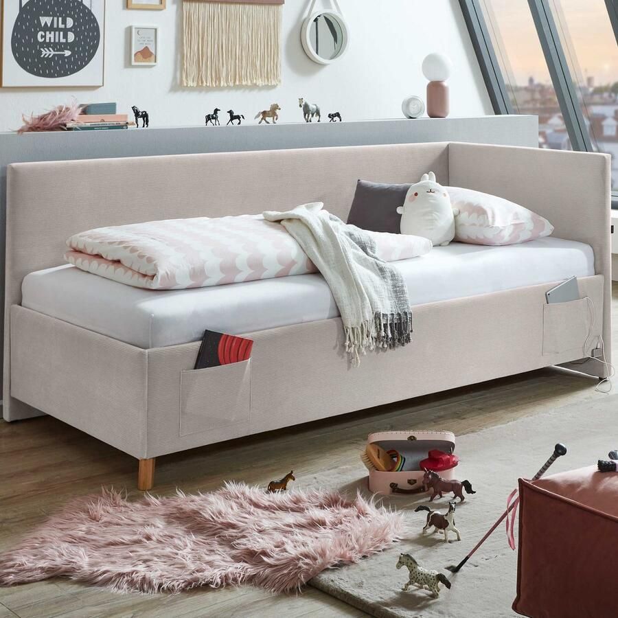 Meise Eenpersoonsbed Cool 90 x 200 cm Nata-design Gestoffeerde eenpersoonsbedden Beige Stof Gestoffeerde eenpersoonsbedden Eenpersoons Normaal bed