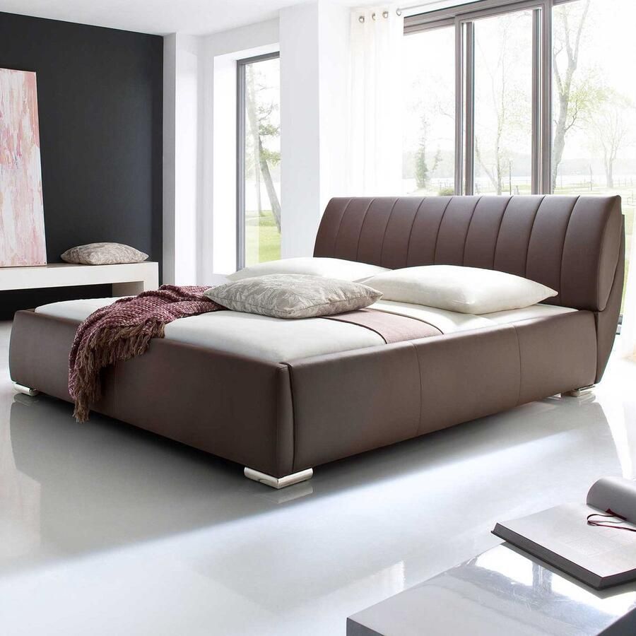 Meise EMOB Bed met opbergruimte Davos 180x200 bruin Gestoffeerde tweepersoonsbedden Bruin Hout; Kunstleer; Spaanplaat Gestoffeerde tweepersoonsbedden Tweepersoons Normaal bed Op voorraad