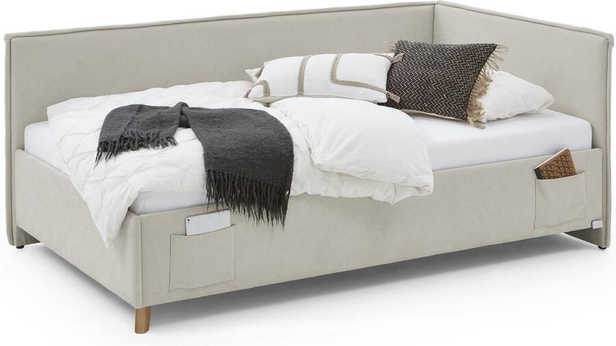 Meise EMOB Eenpersoonsbed Ollie Met rugleuning 120 x 200 cm Beigekleurig design Gestoffeerde twijfelaarbedden Beige Stof Gestoffeerde twijfelaarbedden Twijfelaar (120 cm breed) Normaal bed Op voorraad - Foto 11