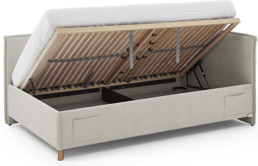 Meise EMOB Kofferbed Ollie Met rugleuning 120 x 200 cm Beigekleurig design Gestoffeerde twijfelaarbedden Beige Stof Gestoffeerde twijfelaarbedden Twijfelaar (120 cm breed) Normaal bed Op voorraad - Foto 9