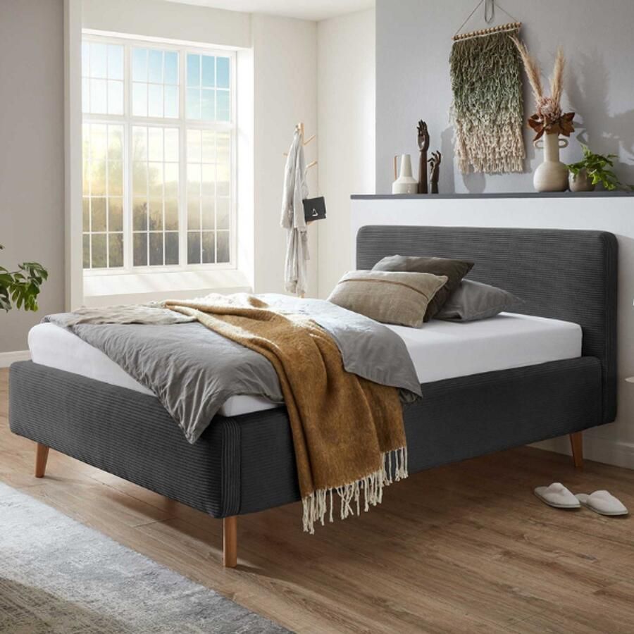 Meise Mobel Meise Möbel Mattis gestoffeerd bed houten basis hoofdbord glad