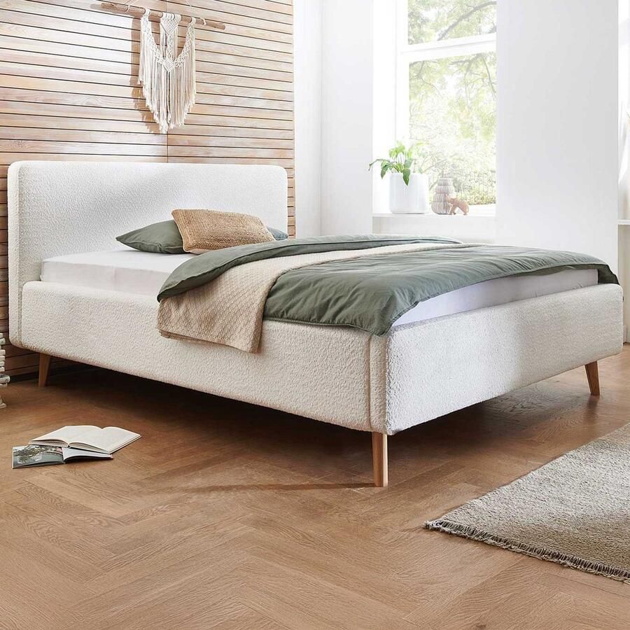Meise EMOB Tweepersoonsbed Dalila 160x200cm teddystof wit Gestoffeerde tweepersoonsbedden Wit Polyester Gestoffeerde tweepersoonsbedden Tweepersoons Normaal bed Op voorraad - Foto 2