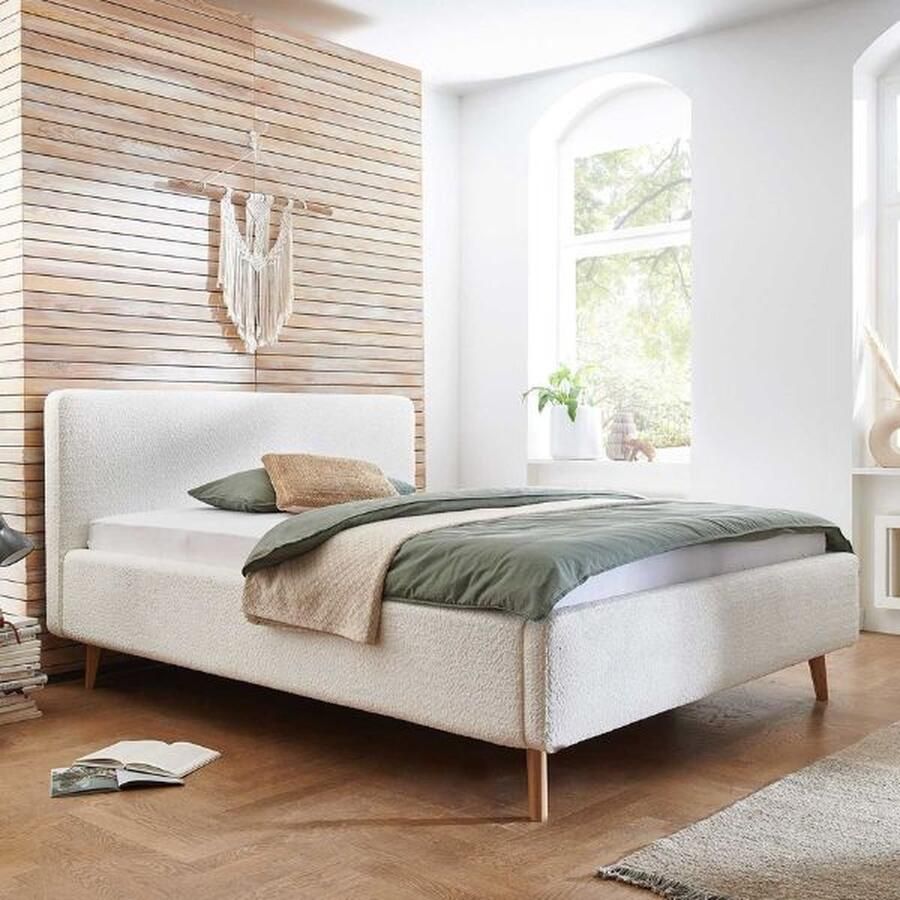Meise EMOB Tweepersoonsbed Dalila 180x200cm teddystof met opbergruimte wit Gestoffeerde tweepersoonsbedden Wit Polyester Gestoffeerde tweepersoonsbedden Tweepersoons Normaal bed Op voorraad