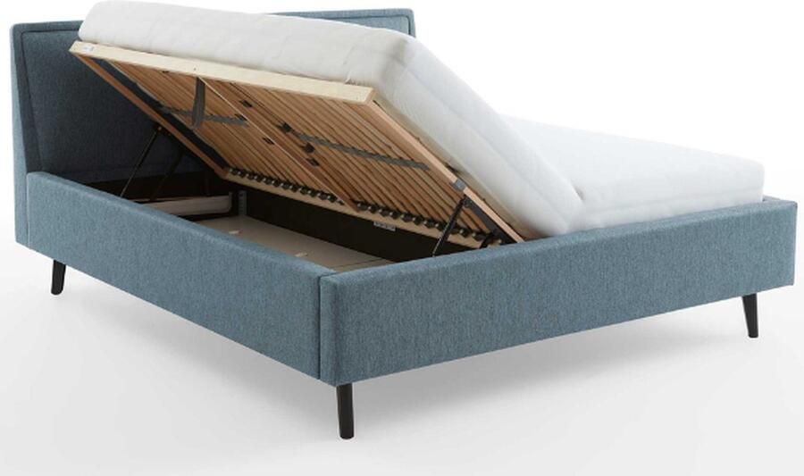 Meise EMOB Tweepersoonsbed Estee 180x200 met opbergruimte blauw zwart Gestoffeerde tweepersoonsbedden Blauw Textiel; Polyester Gestoffeerde tweepersoonsbedden Tweepersoons Normaal bed Op voorraad - Foto 2