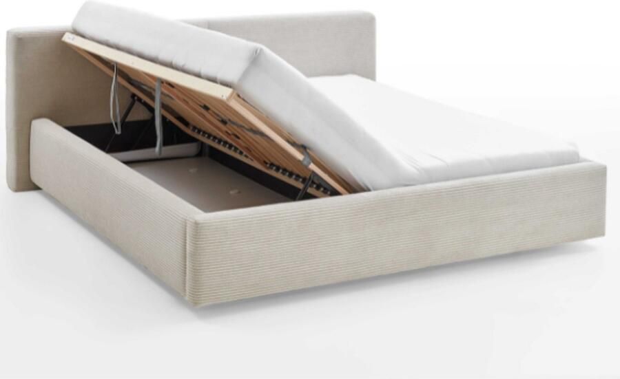 Meise.möbel Gestoffeerd bed Cube optioneel met matras en bedlade extra vlak hoofdeinde verkrijgbaar in de breedtes 140cm 160cm & 180cm - Foto 14