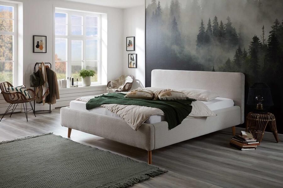 Meise Mobel Meise Möbel Mattis gestoffeerd bed houten basis hoofdbord glad - Foto 11