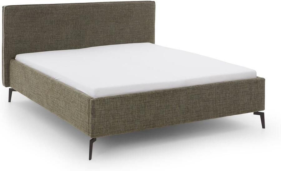 Meise.möbel Gestoffeerd bed Riva met eikenkleurige houten poten naar keuze met bedkist en lattenbodem - Foto 15