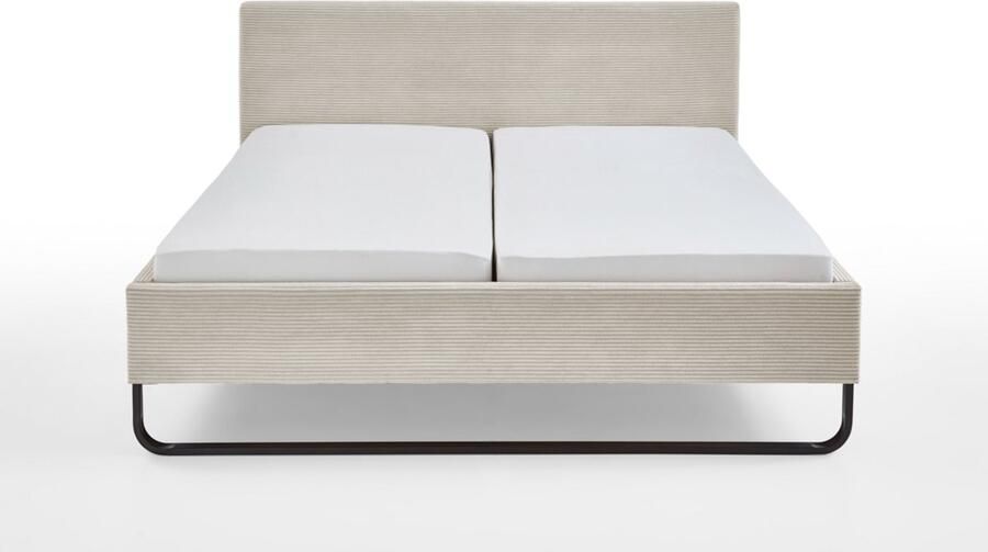 Meise.möbel Gestoffeerd bed Swing gemaakt van ribfluweel met zwarte metalen frame - Foto 10