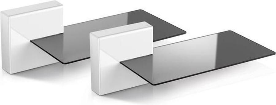 Meliconi Ghost Cube Shelf Kabelgoot Modulair Kabelafdeksysteem met Glazen Plank Voor Soundbar Wit