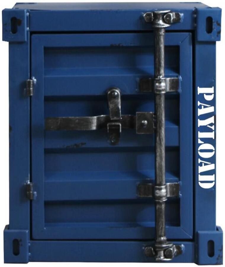 Melili Handgemaakte Metalen Kunst nachtkastje- bijzondere nachtkastje-Container industriële nachtkastje opbergplank met metalen frame- blauw