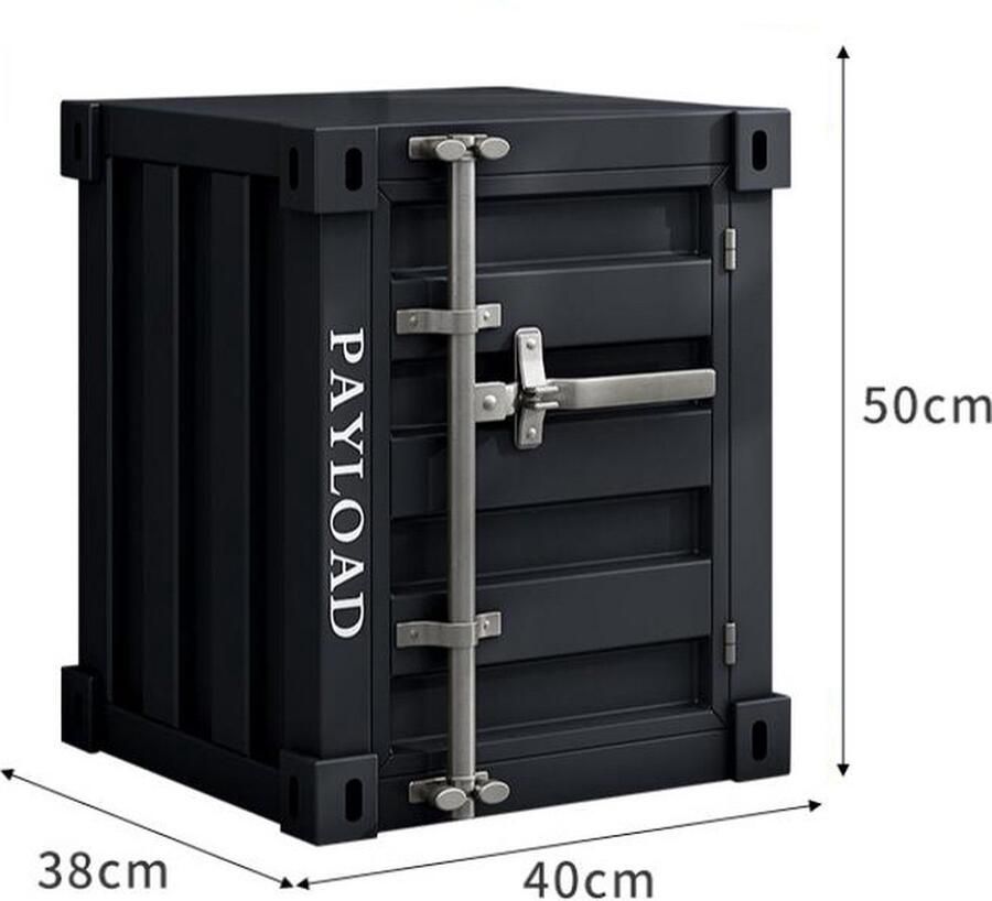 Melili Handgemaakte Metalen Kunst nachtkastje- bijzondere nachtkastje-Container industriële nachtkastje opbergplank met metalen frame- zwart- uniek kerst cadeau