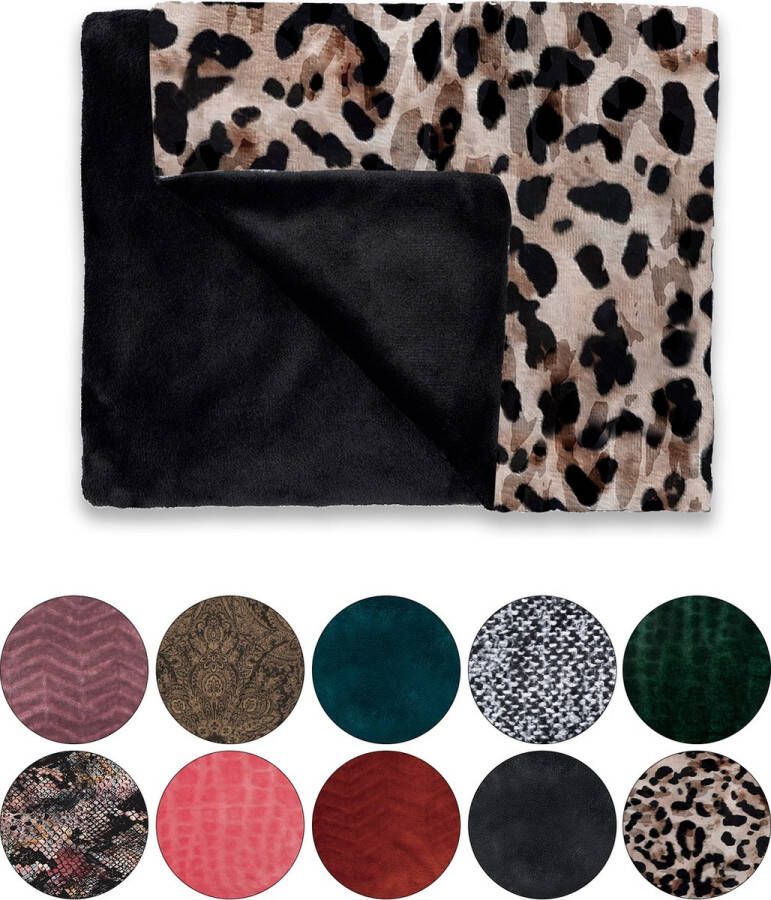 Melli Mello Luxe Plaid 130x170cm Panterprint -Luxe Fleecedeken: Plaid voor Stijlvolle Decoratie- Flanel Fleece Plaid voor Bank Bed en Decoratie Extra Zacht en Comfortabel- Most Wanted