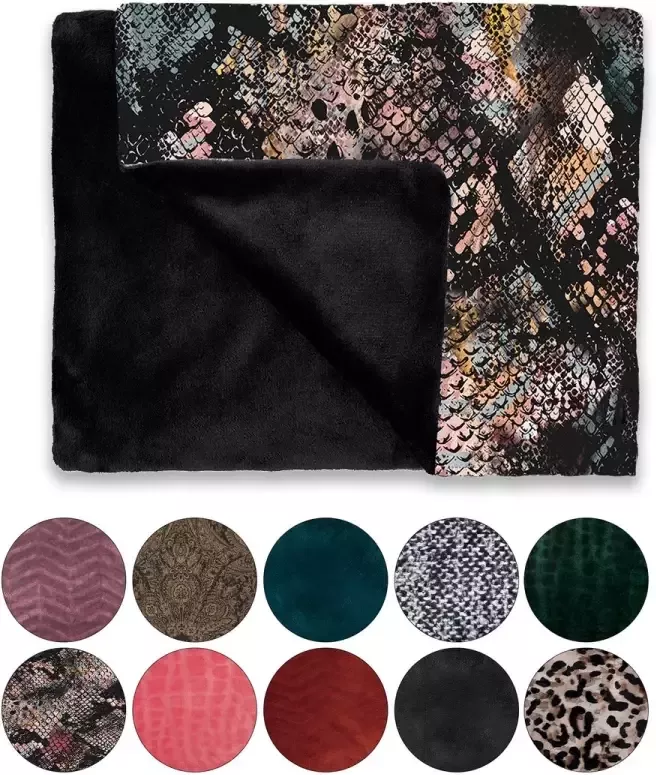 Melli Mello Luxe Plaid 130x170cm Slangenprint Luxe Fleecedeken: Plaid voor Stijlvolle Decoratie- Flanel Fleece Plaid voor Bank Bed en Decoratie Extra Zacht en Comfortabel- Keep Me Wild - Foto 2