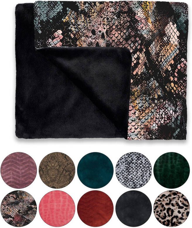 Melli Mello Luxe Plaid 130x170cm Slangenprint Luxe Fleecedeken: Plaid voor Stijlvolle Decoratie- Flanel Fleece Plaid voor Bank Bed en Decoratie Extra Zacht en Comfortabel- Keep Me Wild