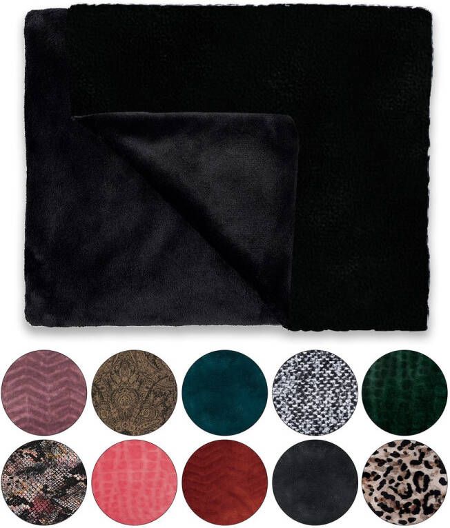 Melli Mello Luxe Plaid 130x170cm Zwart Luxe Fleecedeken: Plaid voor Stijlvolle Decoratie- Flanel Fleece Plaid voor Bank Bed en Decoratie Extra Zacht en Comfortabel By The Way