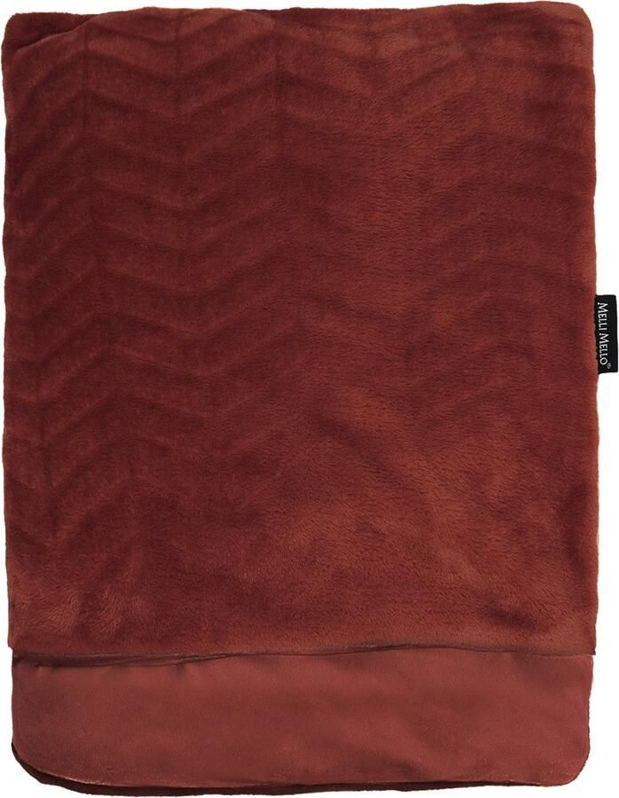Melli Mello Luxe Plaid 130x170cm Roest Terra Luxe Fleecedeken Plaid voor Stijlvolle Decoratie- Flanel Fleece Plaid voor Bank Bed en Decoratie Extra Zacht en Comfortabel Heartbreaker