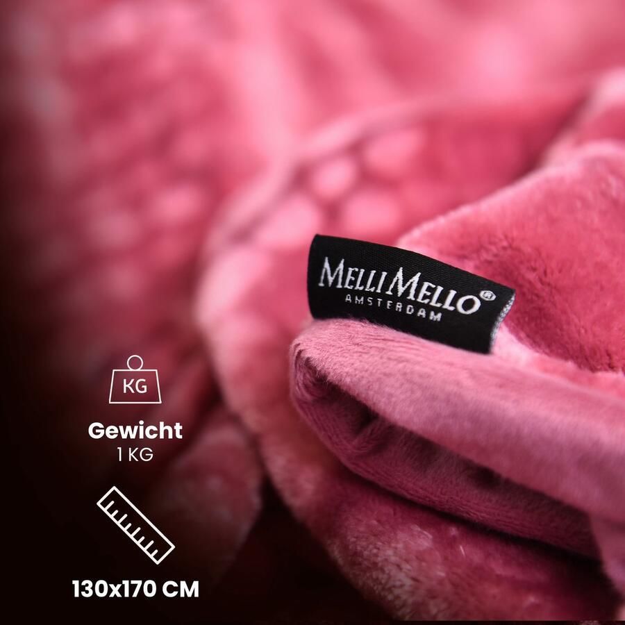 Melli Mello Luxe Plaid 130x170cm Roze- Luxe Fleecedeken: Plaid voor Stijlvolle Decoratie- Flanel Fleece Plaid voor Bank Bed en Decoratie Extra Zacht en Comfortabel Sweet Escape