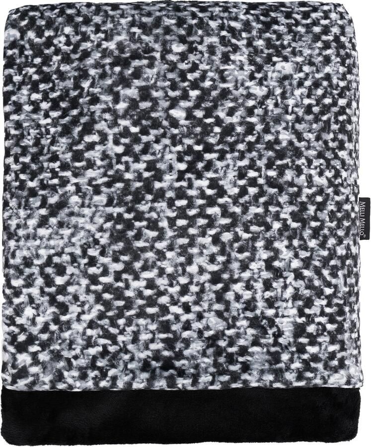 Melli Mello Luxe Plaid 130x170cm Zwart-Wit Luxe Fleecedeken: Plaid voor Stijlvolle Decoratie- Flanel Fleece Plaid voor Bank Bed en Decoratie Extra Zacht en Comfortabel Black or White