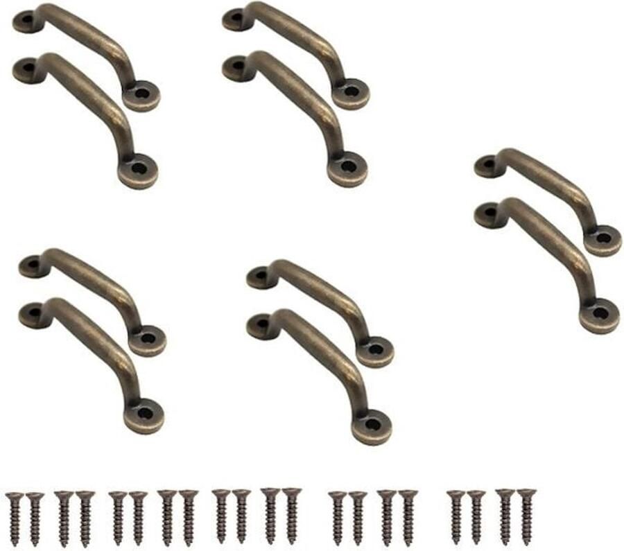 Memkey 10Pcs Antique Bronze Drawer Pull Handles for Sliding Cabinets Dressers Kitchens Sideboards Chests 90 x 22mm