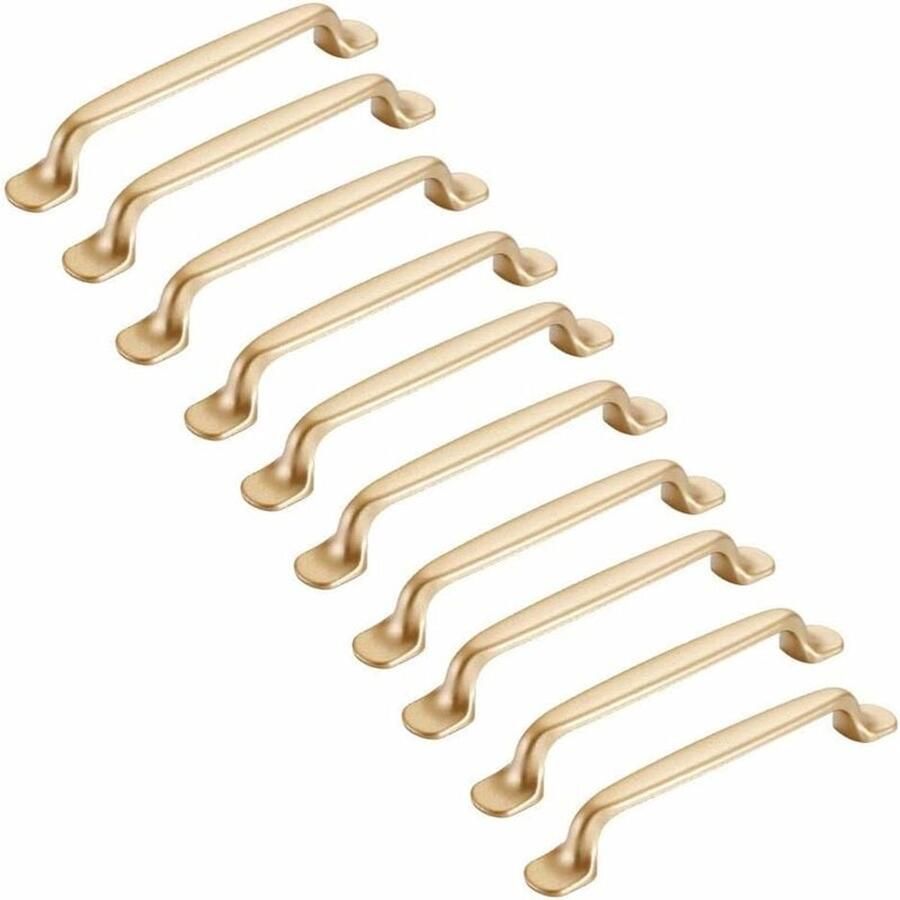 Memkey 10pcs Gold Cabinet Handle 128mm-Furniture Handle Kitchen Cabinet Door Handles Cupboard