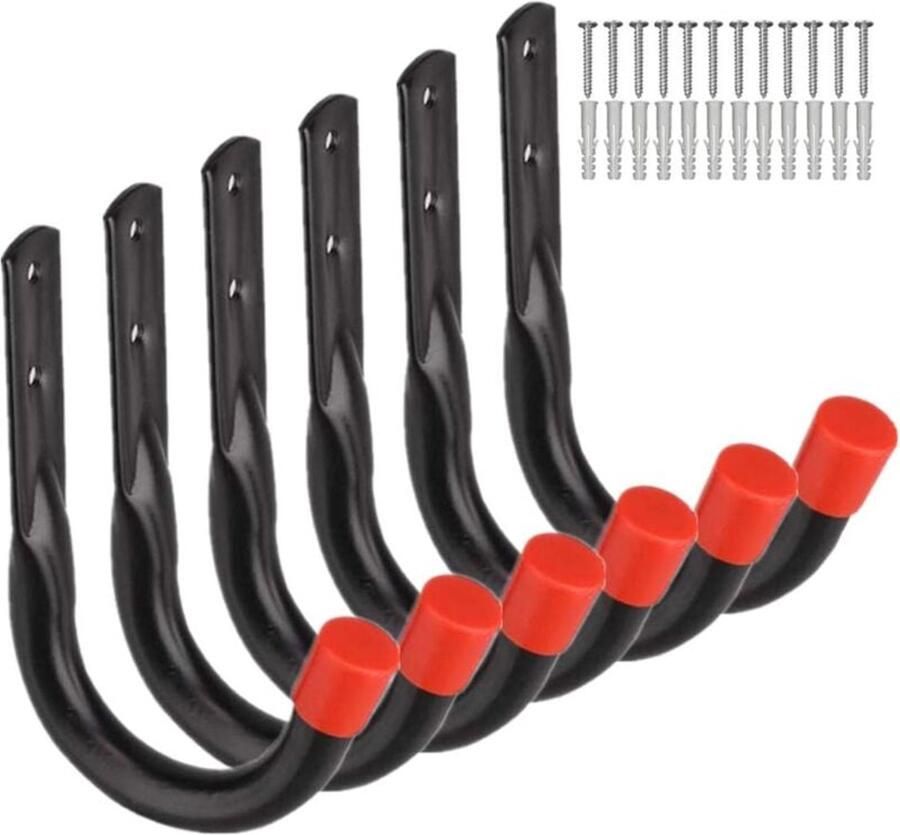 Memkey Heavy Duty Garage Storage Hooks Universal Wall Mount U-Shaped Wall Bracket Hanging Hooks for Bike Chair Ladder Hose Tools Garden Shed