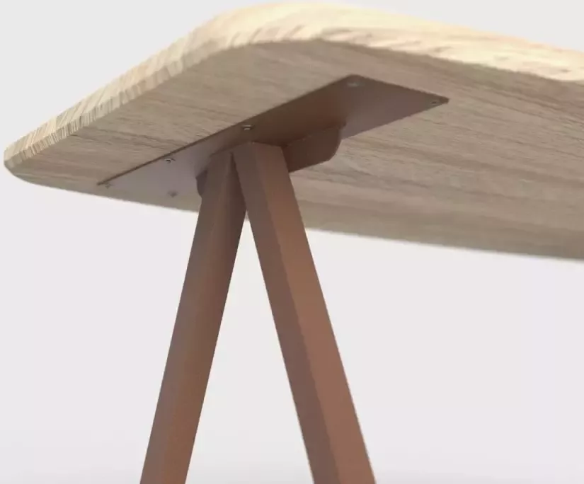 Meneer van Hout Bue van Hout Eettafel 220 x 100 cm Matte lak Zwarte poedercoating