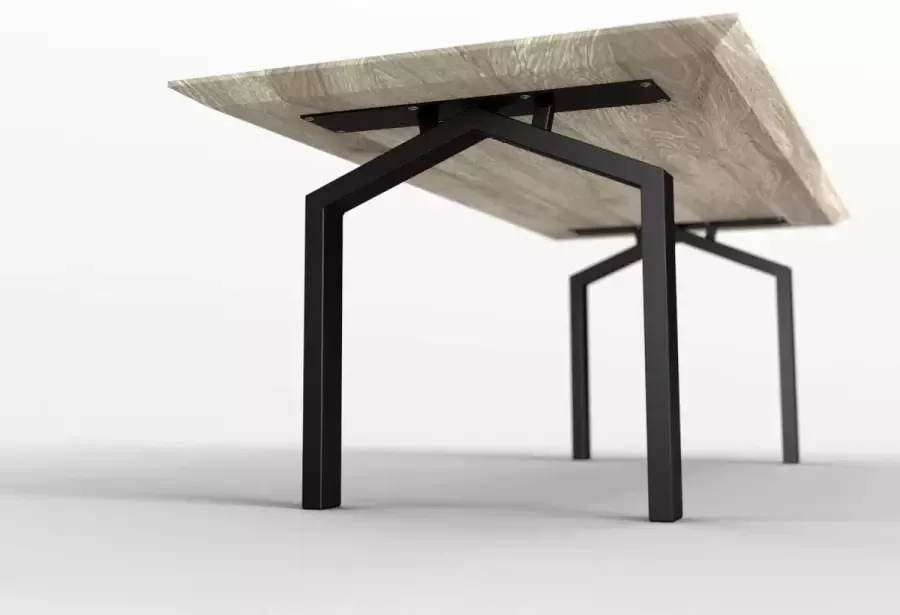 Meneer van Hout Concept Huis Eettafel 220 x 100 cm Matte lak Zwarte poedercoating